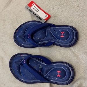 Under Armour UA Sport Kids Blue Flip Flops. 1YR. NWT.